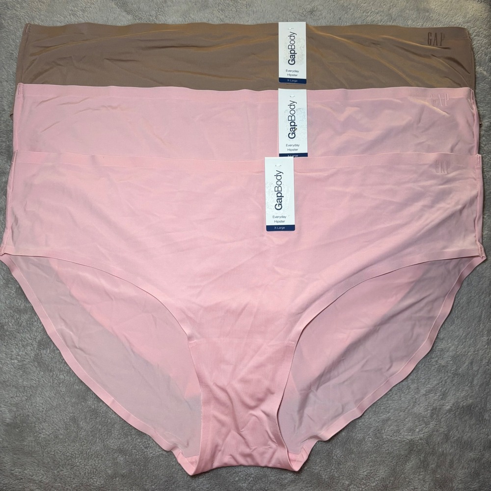 GapBody Womens Everyday Hipster Panties 3 Pack Seamless Pink Tan XL New